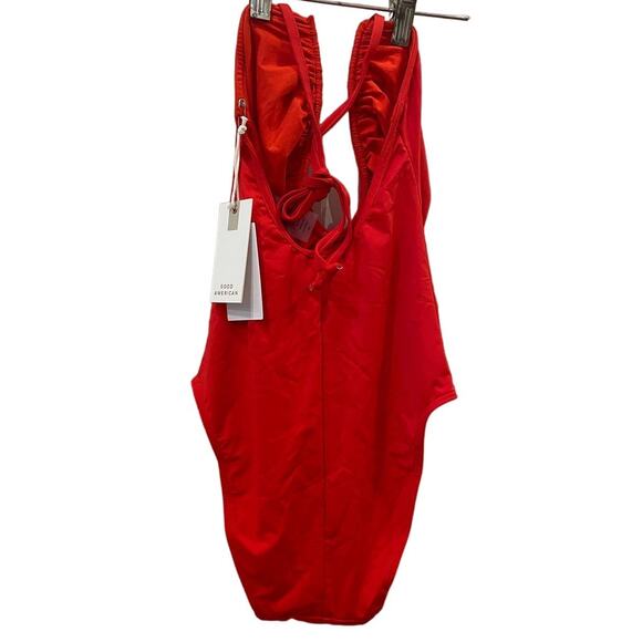 Good American XS Leilani One Piece Bathing Suit Plunge Open Back Strap Red NWT - Picture 4 of 7